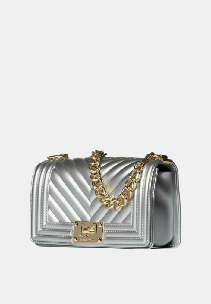 BORSA FLAT SMALL ARGENTO Marc Ellis