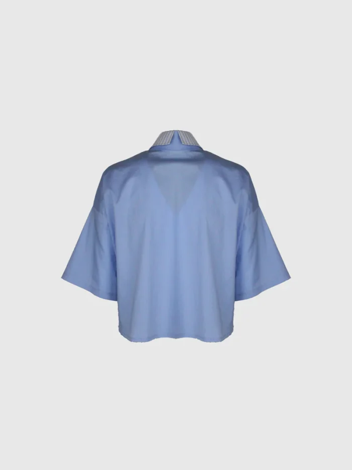 CAMICIA CROP AZZURRA STRASS Odi et Amo