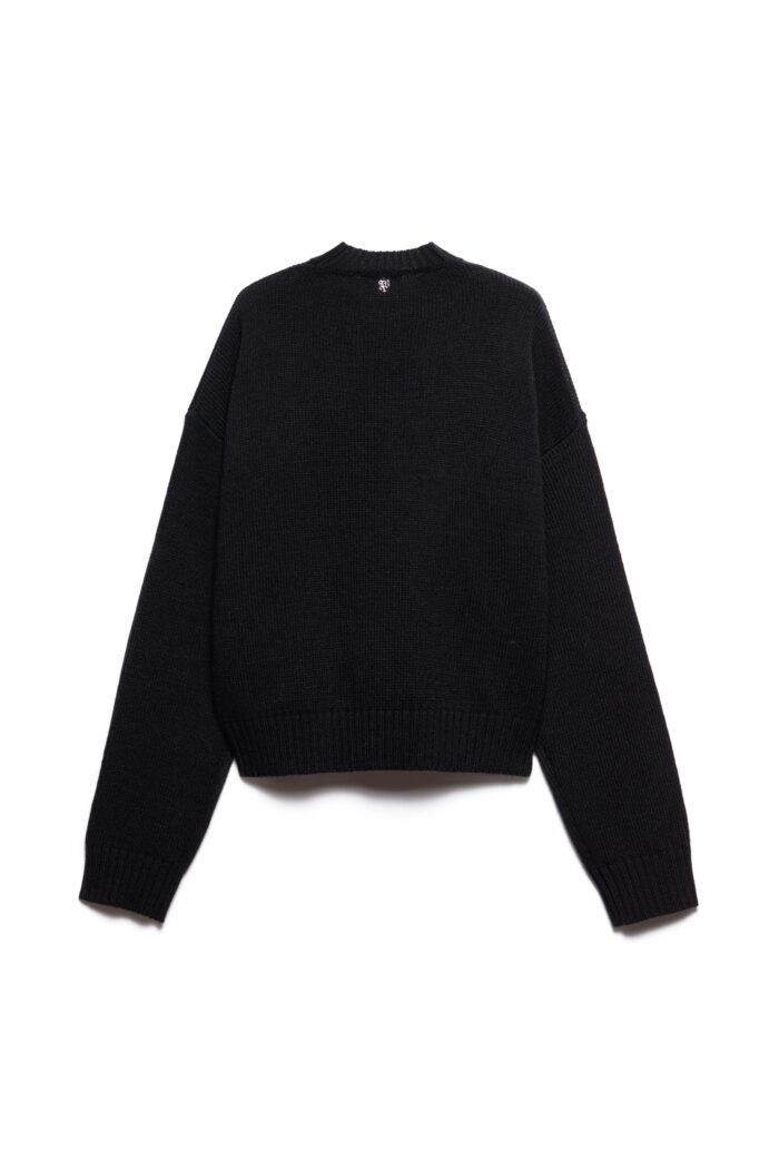 MAGLIA PULL NERA CROP KOLOR Aniye By