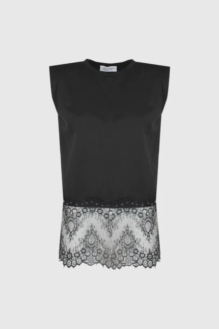 T-SHIRT TOP FONDO PIZZO Odi et Amo