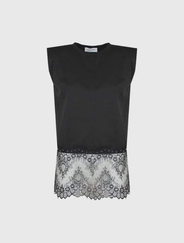 T-SHIRT TOP FONDO PIZZO Odi et Amo