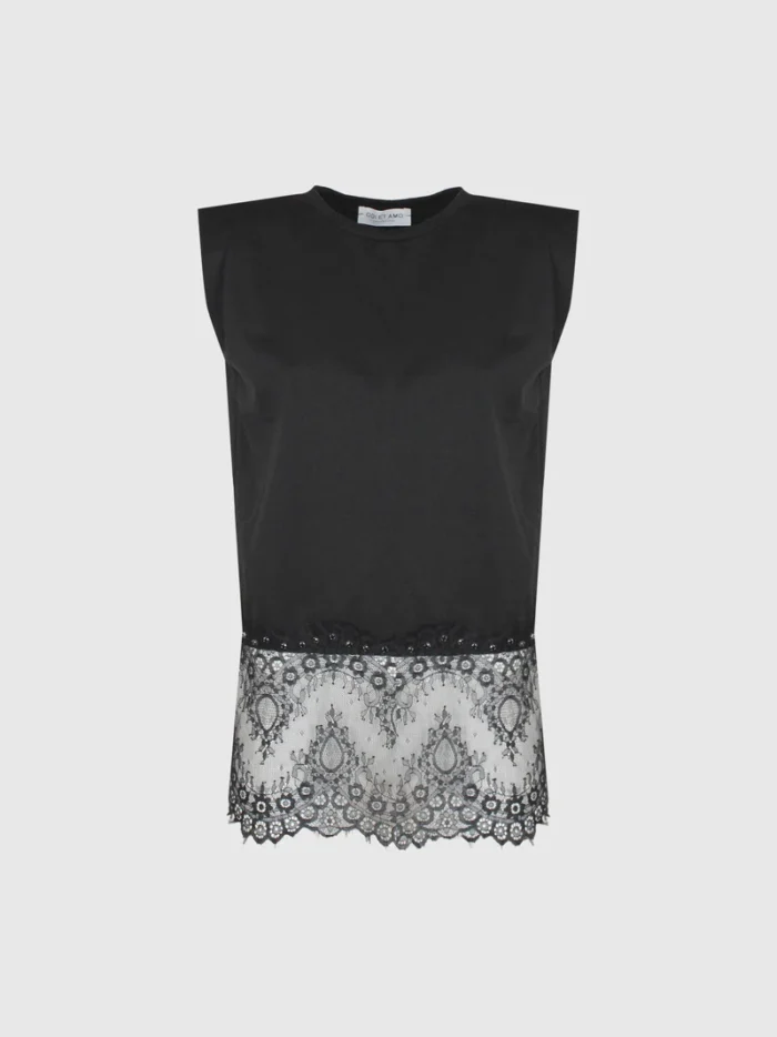 T-SHIRT TOP FONDO PIZZO Odi et Amo