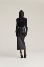 GONNA ECOPELLE NERA LONGUETTE CARLY Aniye By