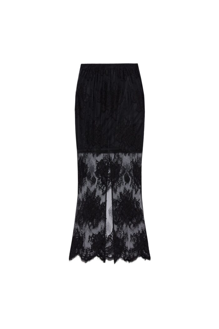 GONNA PIZZO NERA LONGUETTE LACE Aniye By