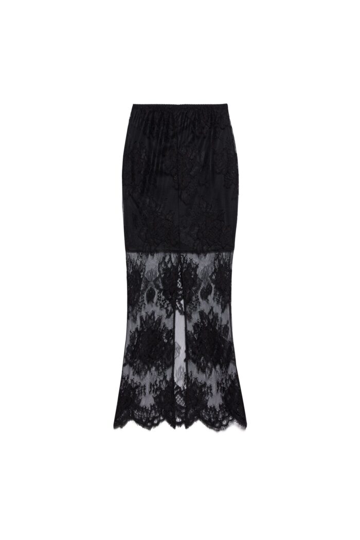 GONNA PIZZO NERA LONGUETTE LACE Aniye By