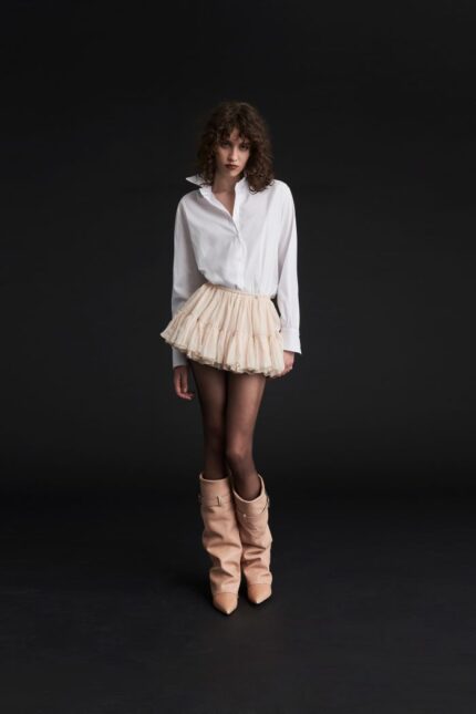 GONNA VOLANT AVORIO MINI SKIRT IVETTE Aniye By