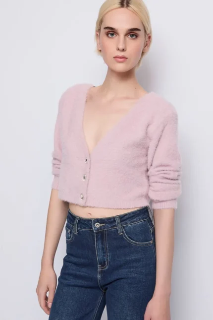 SCALDACUORE CARDIGAN PELUCHE ROSA Denny Rose