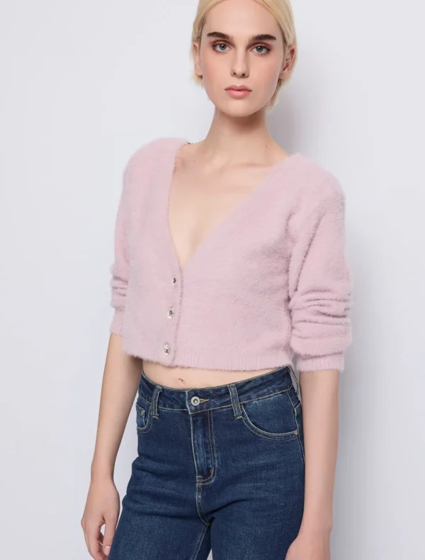 SCALDACUORE CARDIGAN PELUCHE ROSA Denny Rose