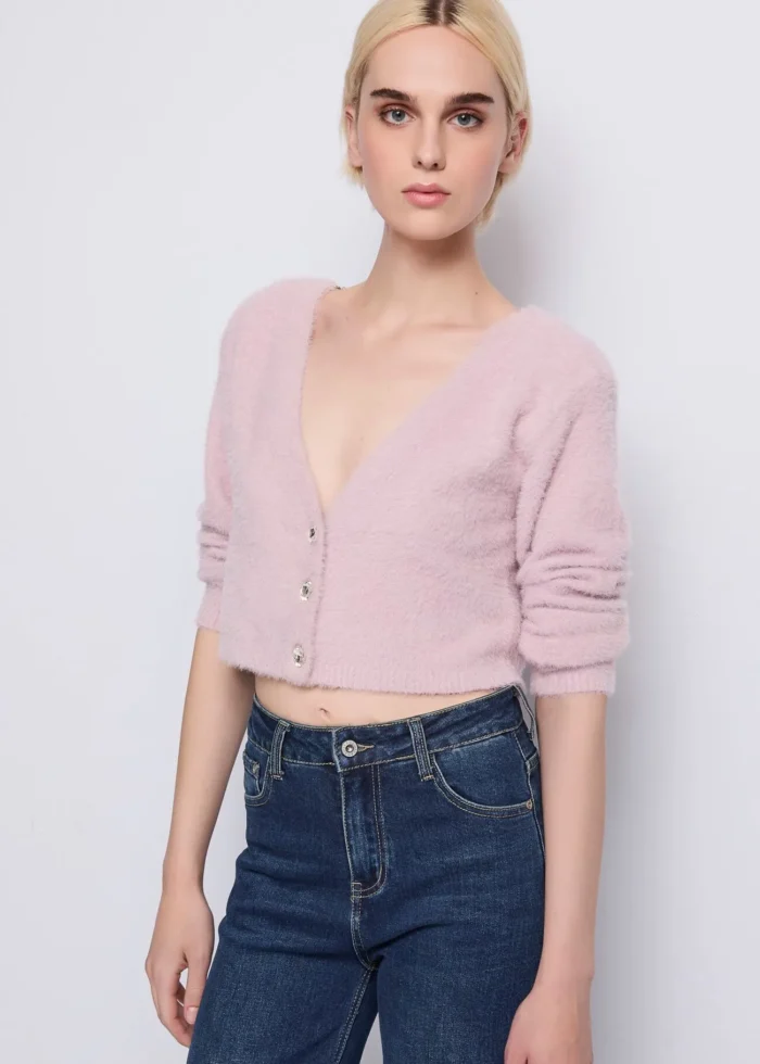 SCALDACUORE CARDIGAN PELUCHE ROSA Denny Rose