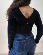 SCALDACUORE CARDIGAN PELUCHE NERO Denny Rose