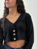 SCALDACUORE CARDIGAN PELUCHE NERO Denny Rose