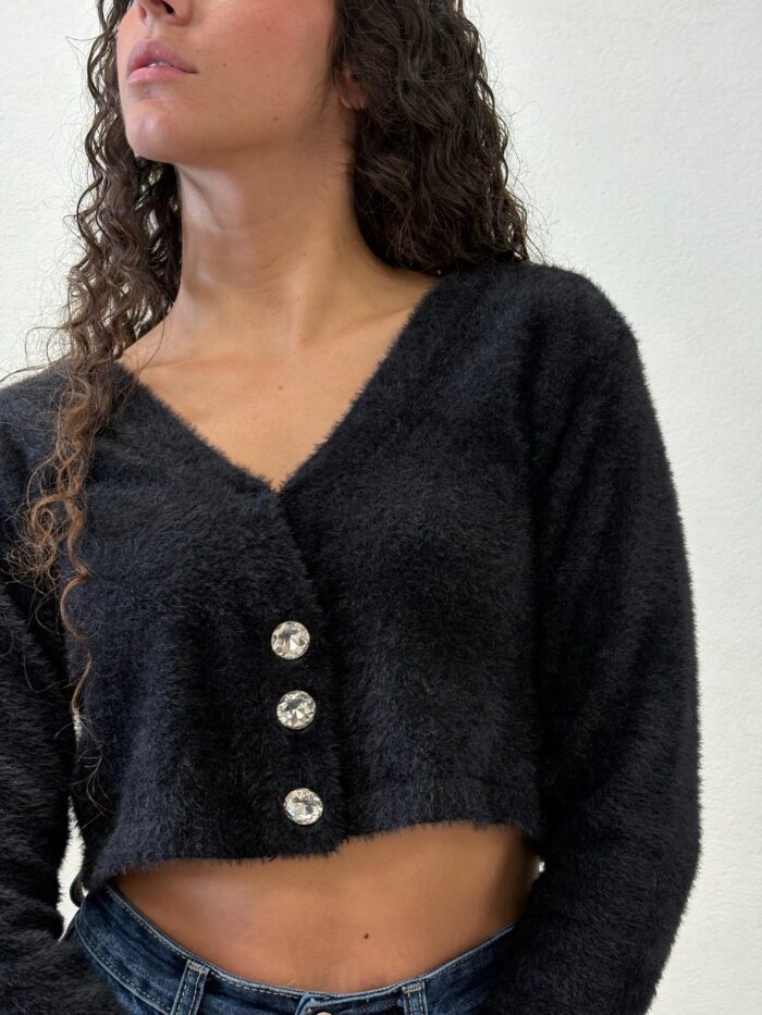 SCALDACUORE CARDIGAN PELUCHE NERO Denny Rose