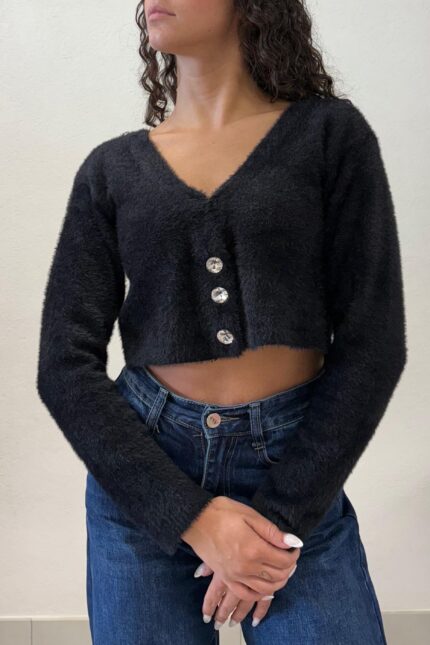 SCALDACUORE CARDIGAN PELUCHE NERO Denny Rose