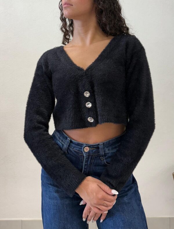 SCALDACUORE CARDIGAN PELUCHE NERO Denny Rose