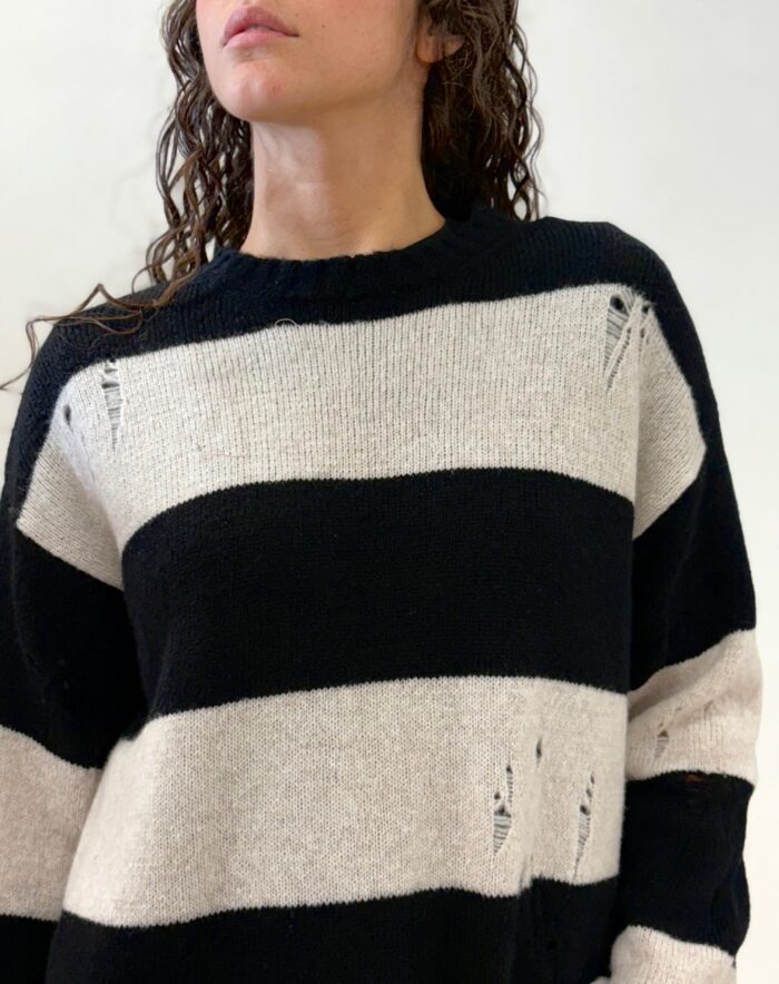MAGLIA A RIGHE BIANCO E NERO PULL ALY Aniye By