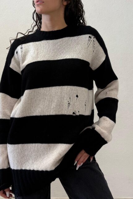 MAGLIA A RIGHE BIANCO E NERO PULL ALY Aniye By