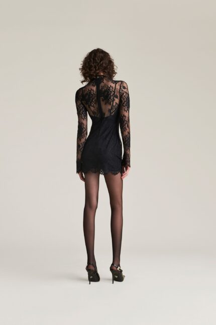 ABITO IN PIZZO NERO SHEAT DRESS Aniye By