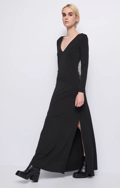 ABITO LUNGO NERO STELLA STRASS Denny Rose