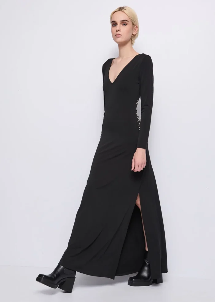 ABITO LUNGO NERO STELLA STRASS Denny Rose