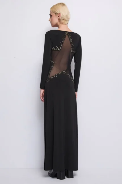 ABITO LUNGO NERO STELLA STRASS Denny Rose