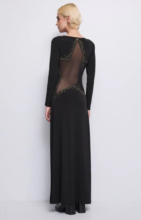 ABITO LUNGO NERO STELLA STRASS Denny Rose
