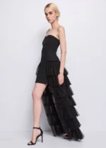 ABITO LUNGO TULLE NERO Denny Rose