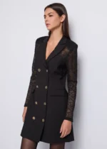ABITO ROBE MANTEAU NERO IN PIZZO Denny Rose