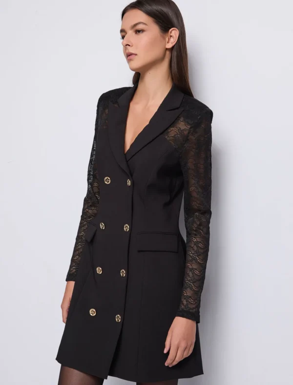 ABITO ROBE MANTEAU NERO IN PIZZO Denny Rose