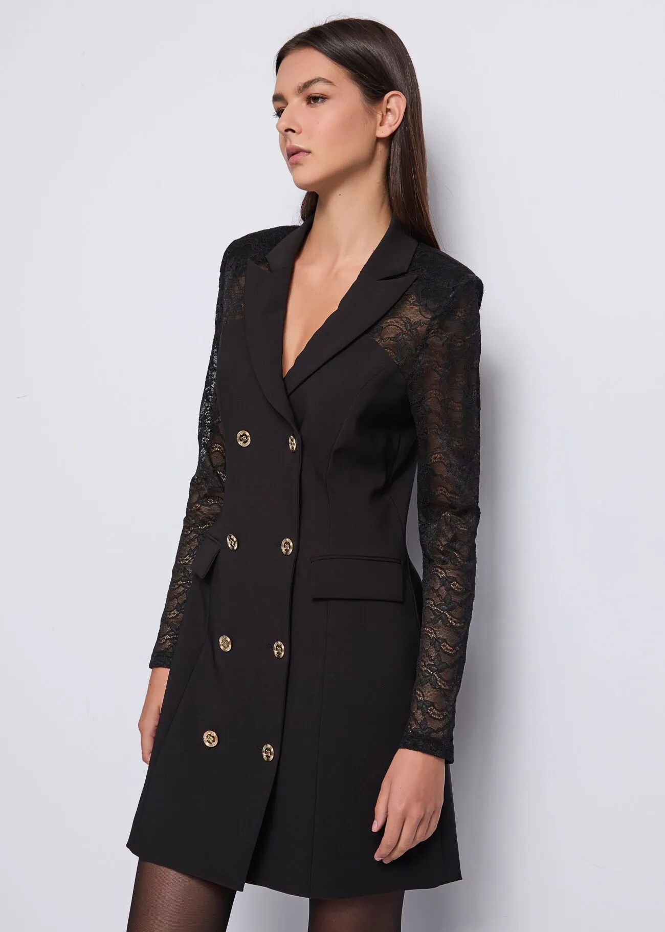 ABITO ROBE MANTEAU NERO IN PIZZO Denny Rose ABITO ROBE MANTEAU NERO IN PIZZO Denny Rose