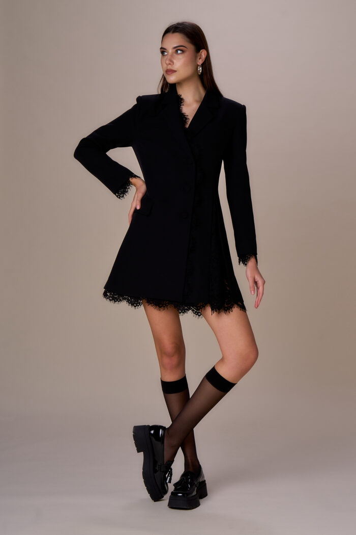 ABITO ROBE MANTEAU NERO IN PIZZO No Secrets