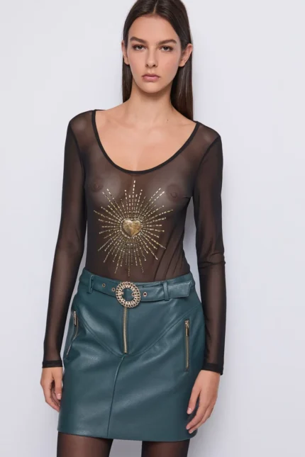 BODY TRASPARENTE CUORE E STRASS Denny Rose