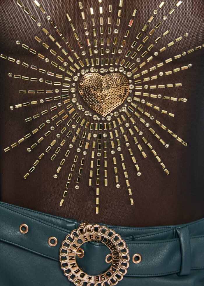 BODY TRASPARENTE CUORE E STRASS Denny Rose