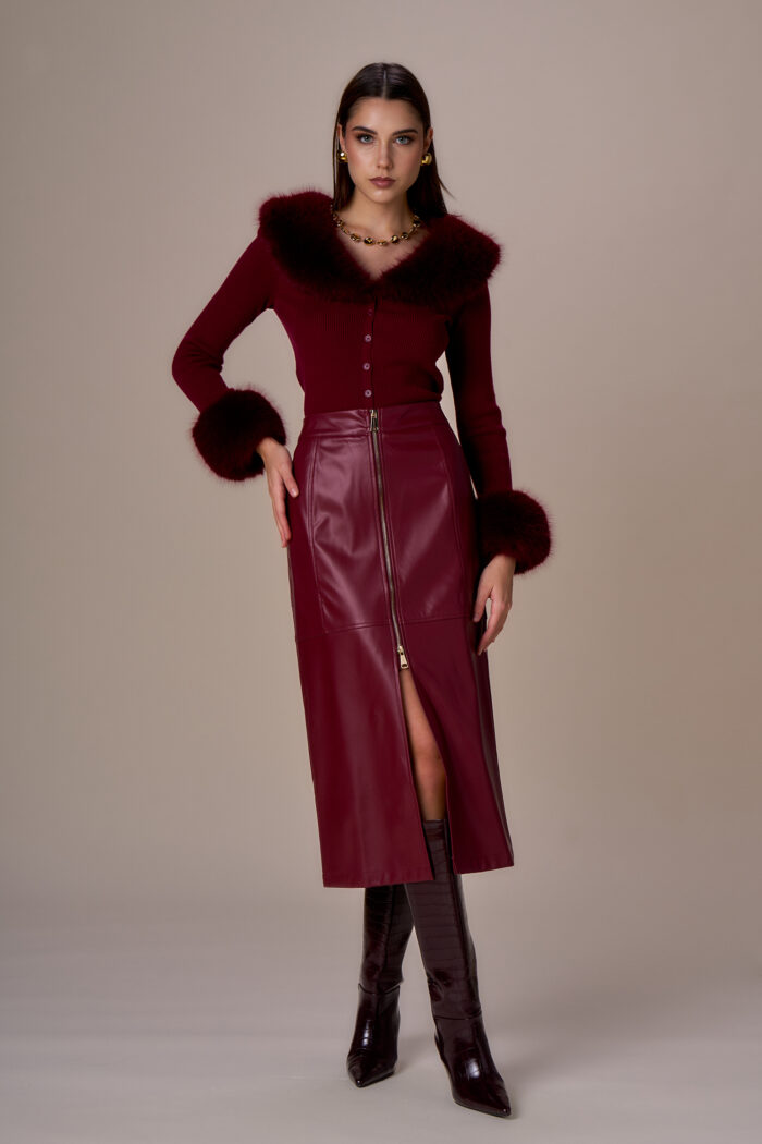 CARDIGAN BORDEAUX ECOPELLICCIA No Secrets
