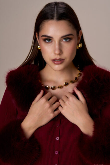 CARDIGAN BORDEAUX ECOPELLICCIA No Secrets