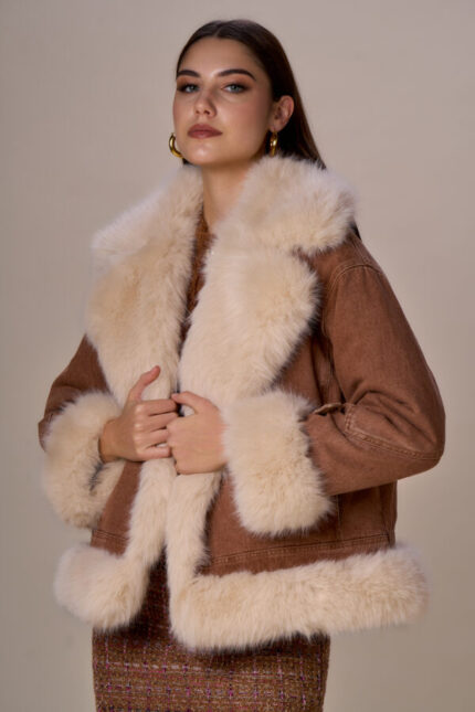 GIACCA IN DENIM CAMMELLO CON ECOPELLICCIA No Secrets