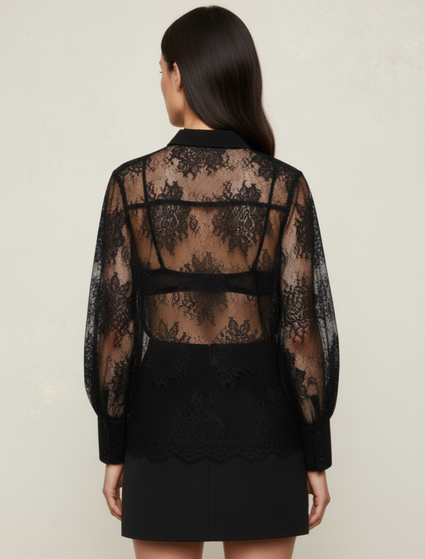 CAMICIA PIZZO NERO CHEMISETTE LACE Aniye By