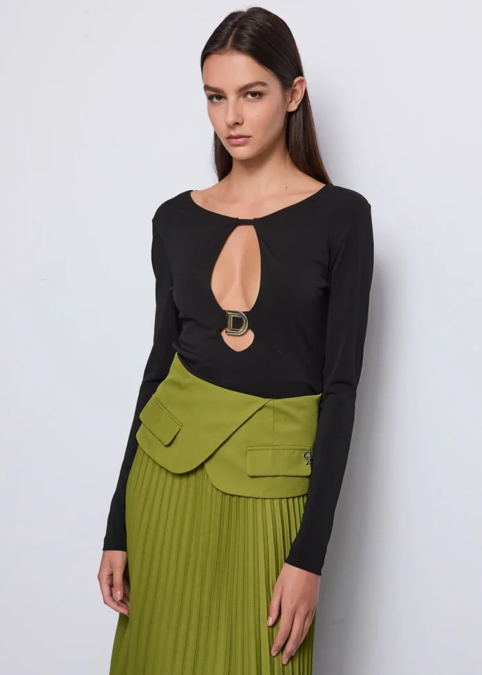 MAGLIA IN CREPÊ NERA Denny Rose