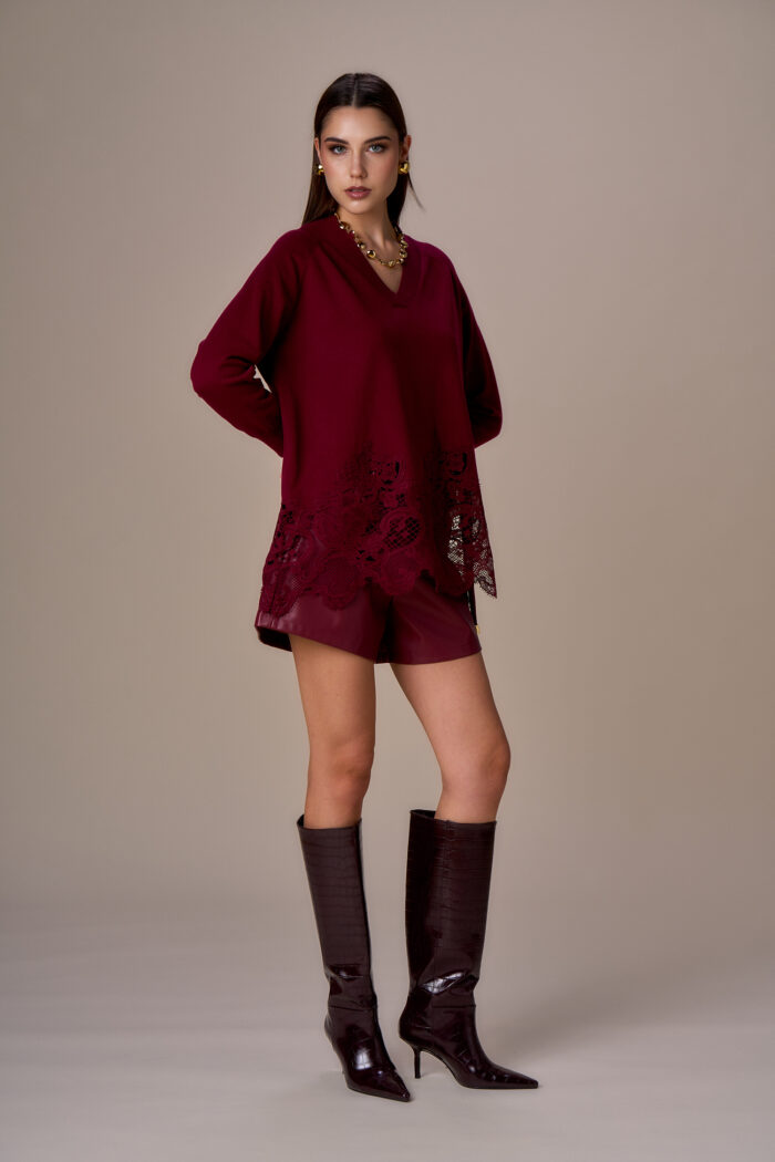 MAGLIA PULL BORDEAUX MACRAME’ No Secrets