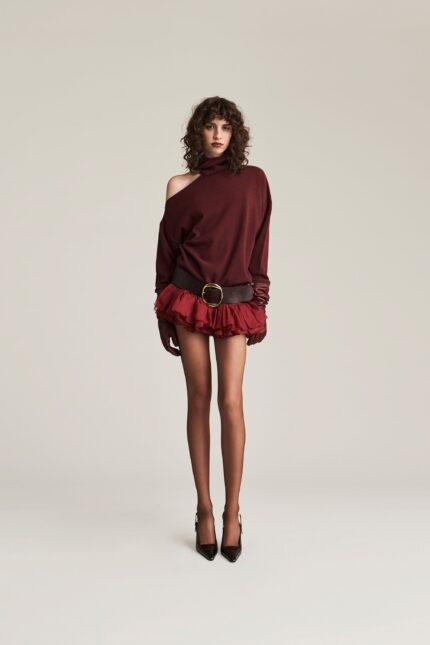MAGLIA PULL CUT OUT BORDEAUX ASYMMETRIC VIVIEN Aniye By