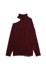 MAGLIA PULL CUT OUT BORDEAUX ASYMMETRIC VIVIEN Aniye By