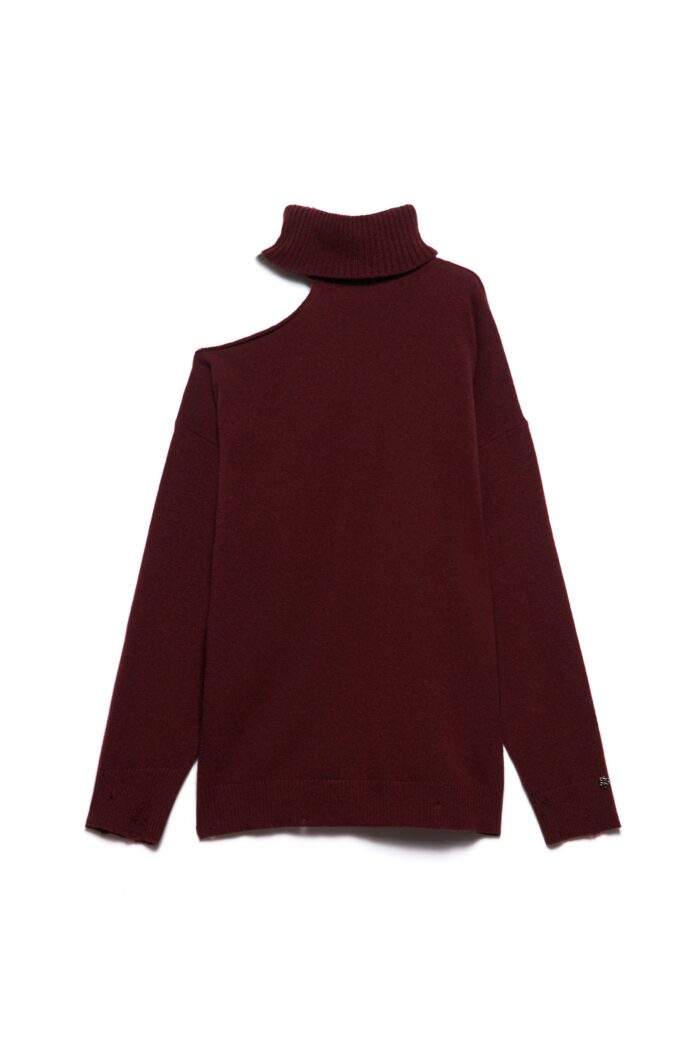 MAGLIA PULL CUT OUT BORDEAUX ASYMMETRIC VIVIEN Aniye By