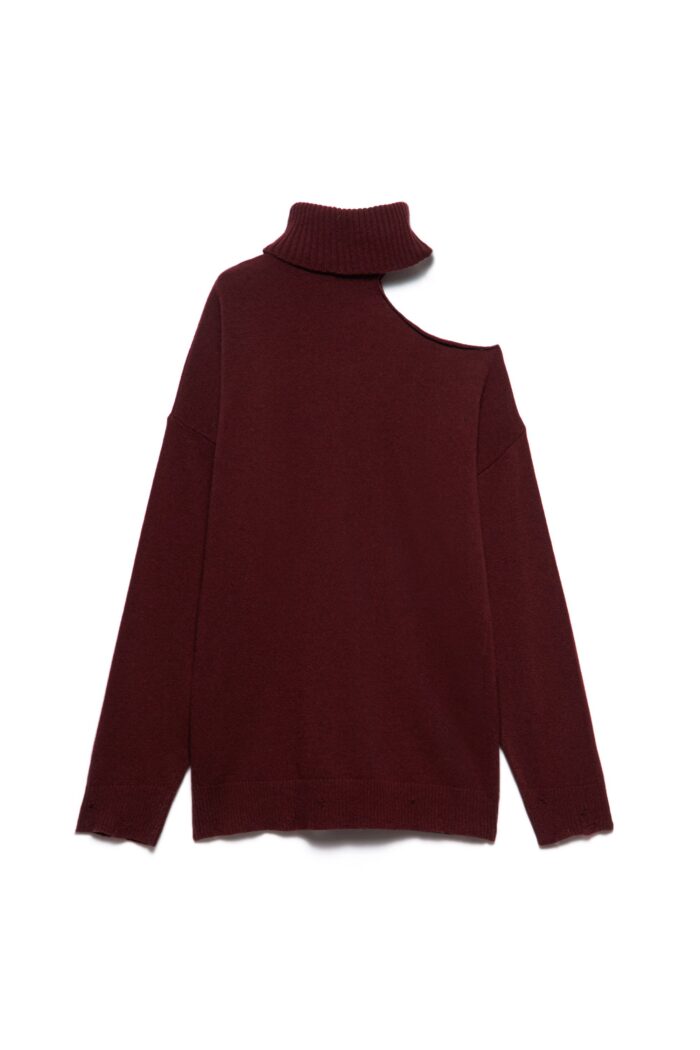 MAGLIA PULL CUT OUT BORDEAUX ASYMMETRIC VIVIEN Aniye By
