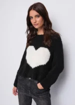 MAGLIA PULL NERA CUORE LATTE Denny Rose