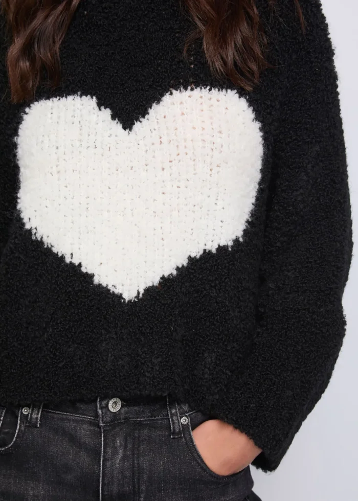 MAGLIA PULL NERA CUORE LATTE Denny Rose