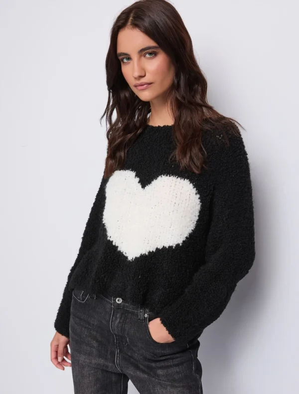 MAGLIA PULL NERA CUORE LATTE Denny Rose