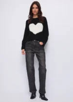 MAGLIA PULL NERA CUORE LATTE Denny Rose