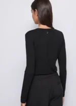 MAGLIA T-SHIRT NERA CASCATA STRASS Denny Rose