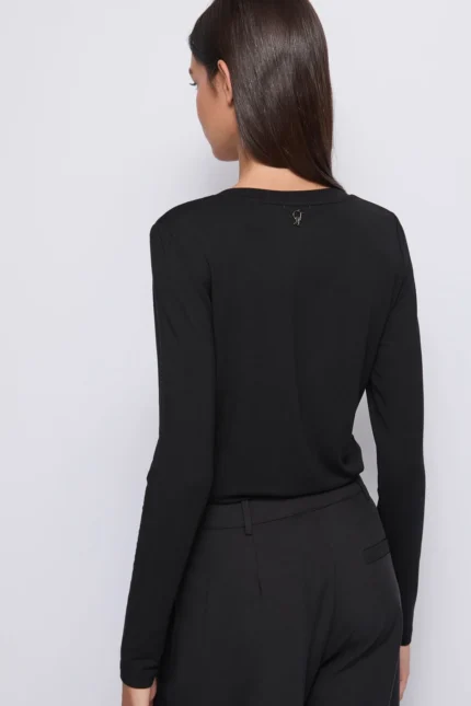 MAGLIA T-SHIRT NERA CASCATA STRASS Denny Rose