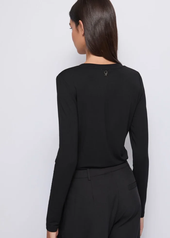 MAGLIA T-SHIRT NERA CASCATA STRASS Denny Rose