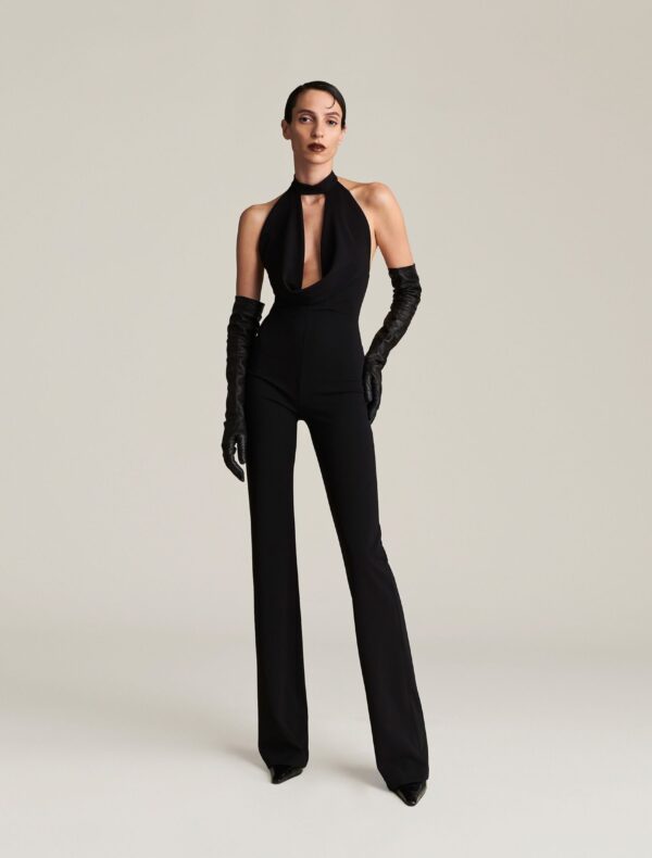 TUTA INTERA NERA JABOT JUMPSUIT SIENNA Aniye By